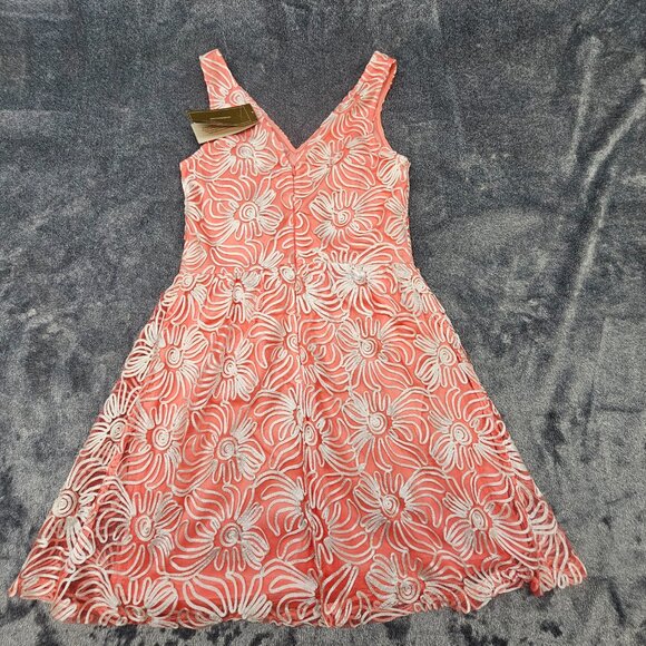 Buttons for Francescas Tank mini dress womens Medium ebrodered tulle coral - Picture 5 of 11